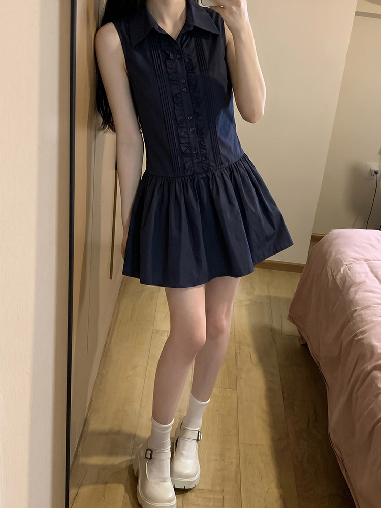 Korean Style A Line Shirt Dress - Gaun Kemeja Gaya Kuliah Korea dengan