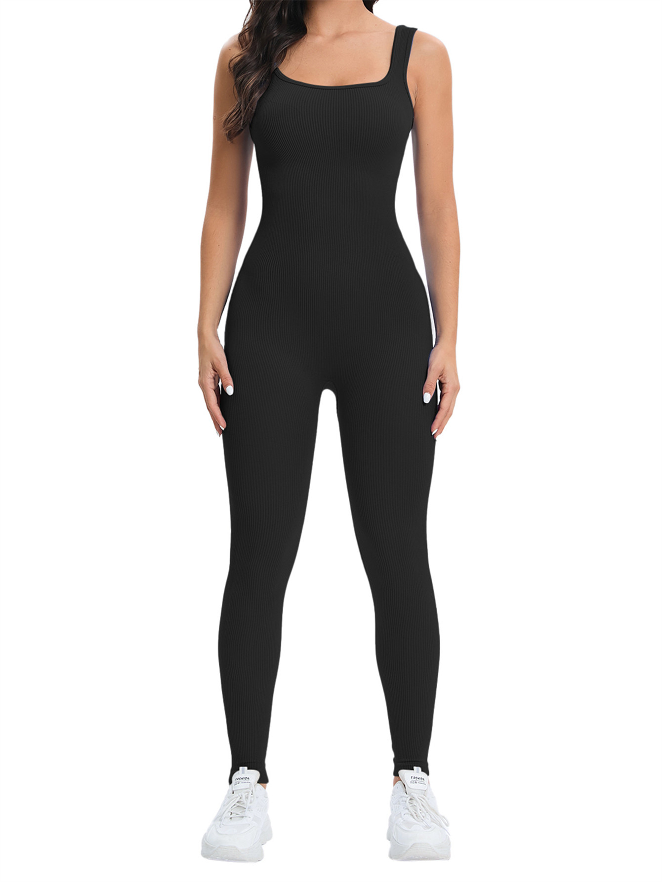 Seamless Ribbed Workout Tank Top - Jumpsuit Seamless Wanita untuk Olahraga Yoga,