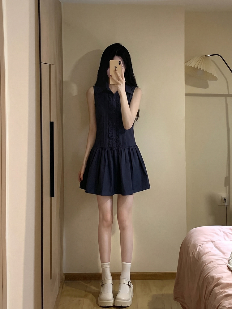 Gaun Kemeja Gaya Kuliah Korea  - Korean Style A Line Shirt Dress ulasan dan harga