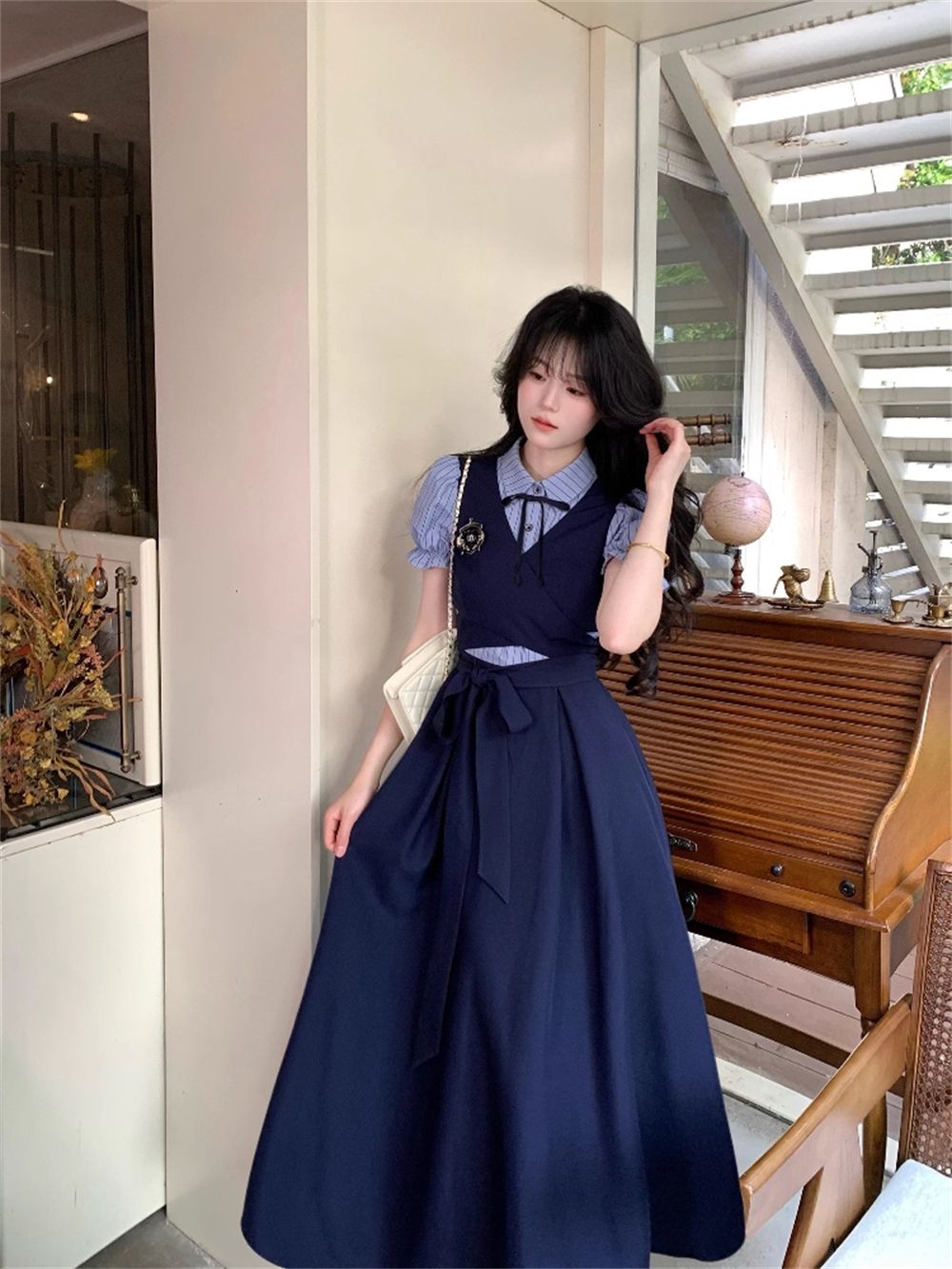 Pakaian Sehari-hari Musim Pana - Korean Style A Line Shirt Dress ulasan dan harga
