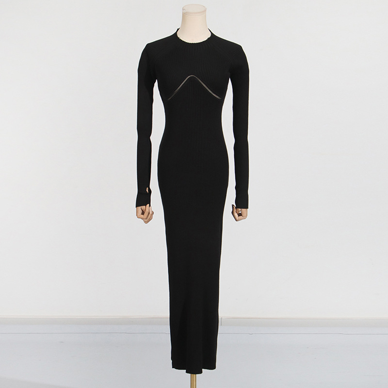 Onecozyday Gaun Midi Rajut Ber - Bodycon Long Sleeve Ribbed Dress ulasan dan harga