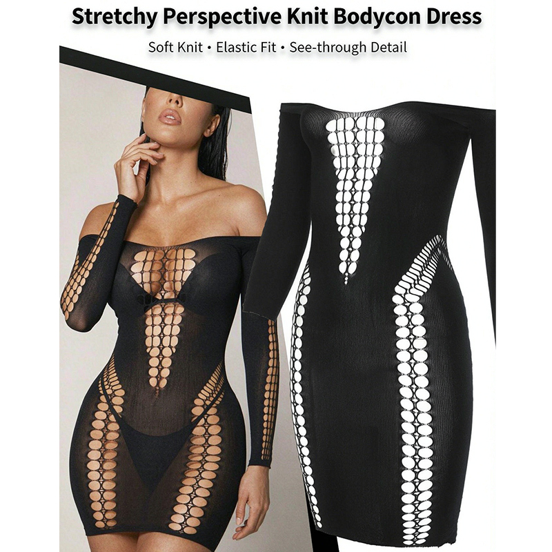 Gaun Pantai Wanita Lengan Panj - Sexy Mesh Sheer Bodycon Dress ulasan dan harga