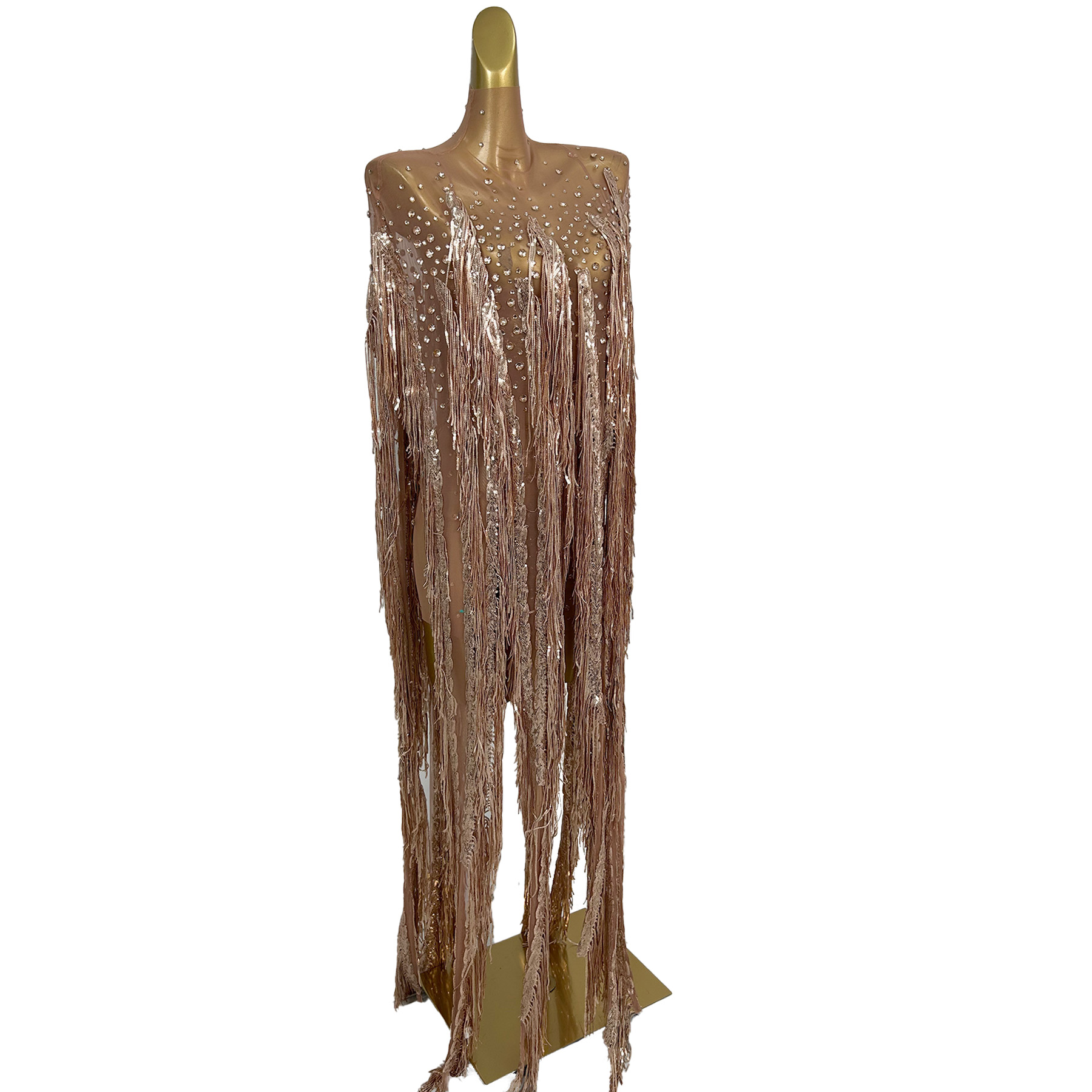Gaun Panjang Berumbai dengan P - Sparkly Rhinestone Club Party Dress ulasan dan harga
