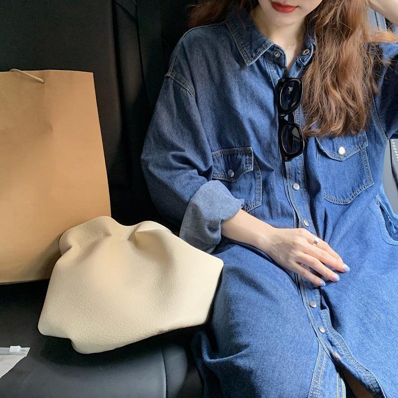 Gaun Kemeja Denim Wanita Terba - Korean Style A Line Shirt Dress ulasan dan harga
