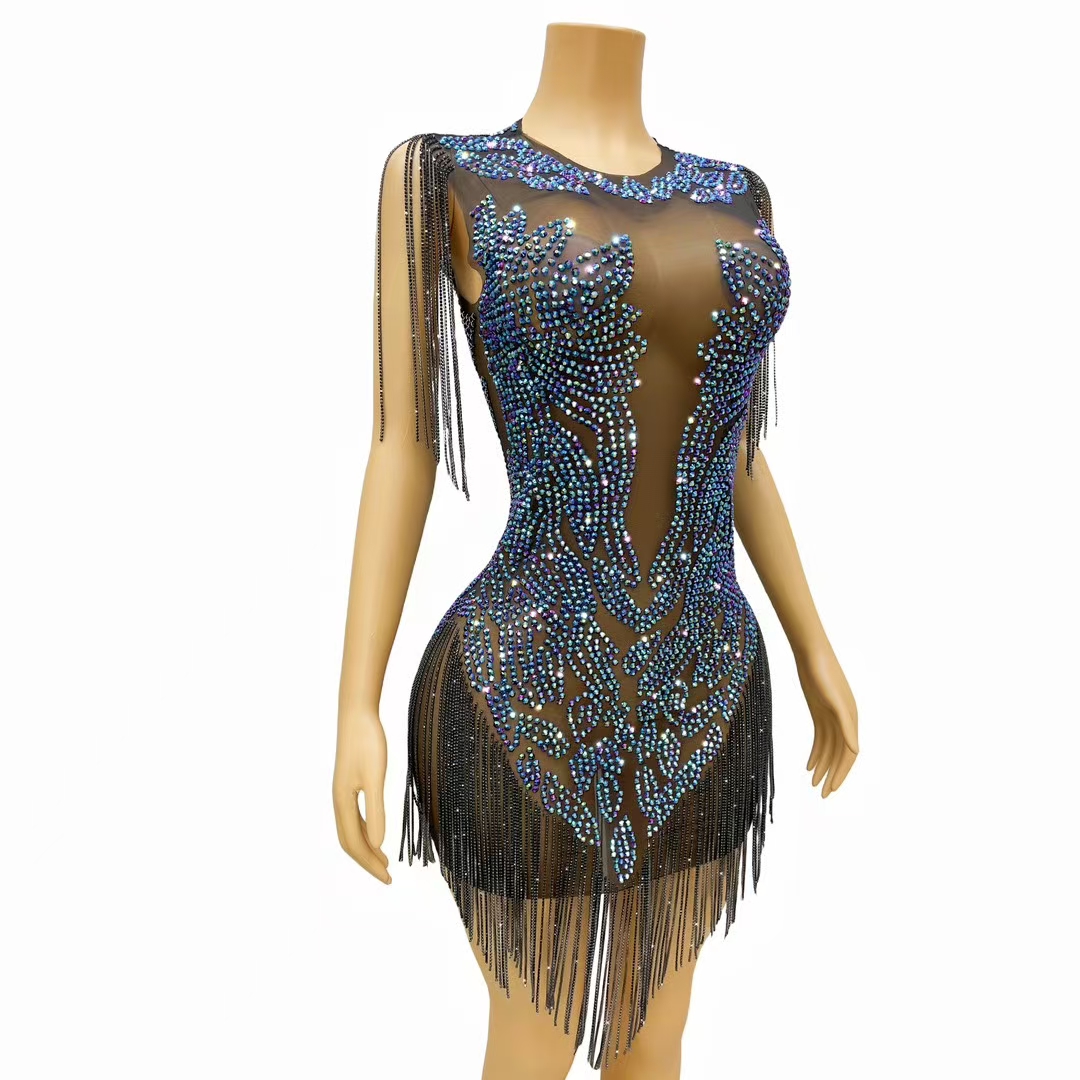 Gaun Malam Mewah untuk Wanita, - Sparkly Rhinestone Club Party Dress ulasan dan harga